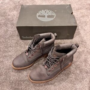 Timberland Gray Leather Combat Boots